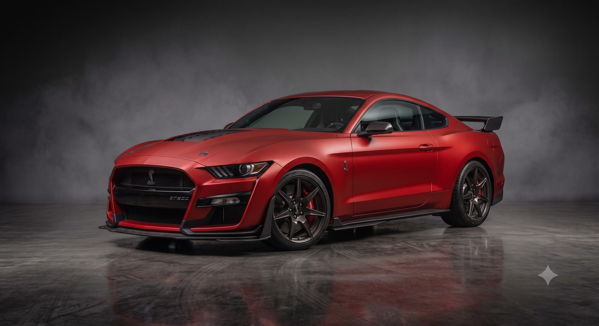 Matte red Shelby GT500 detailed to a showroom finish